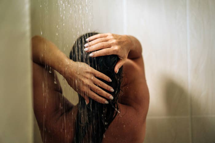 a person taking a shower