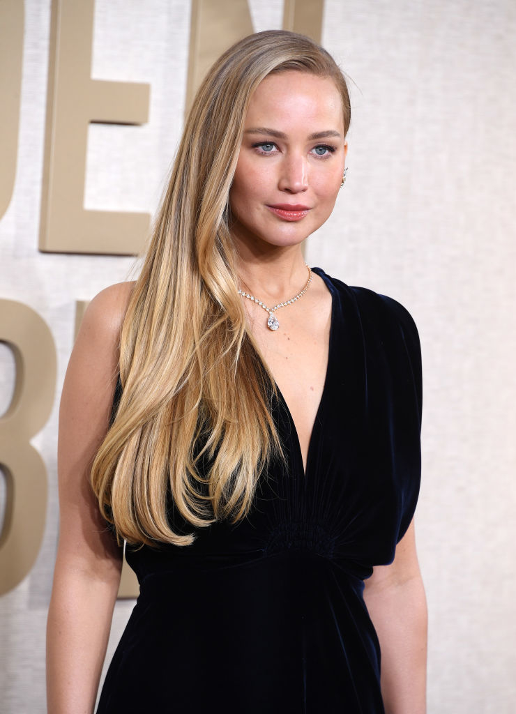 Jennifer Lawrence in a velvet gown at an event