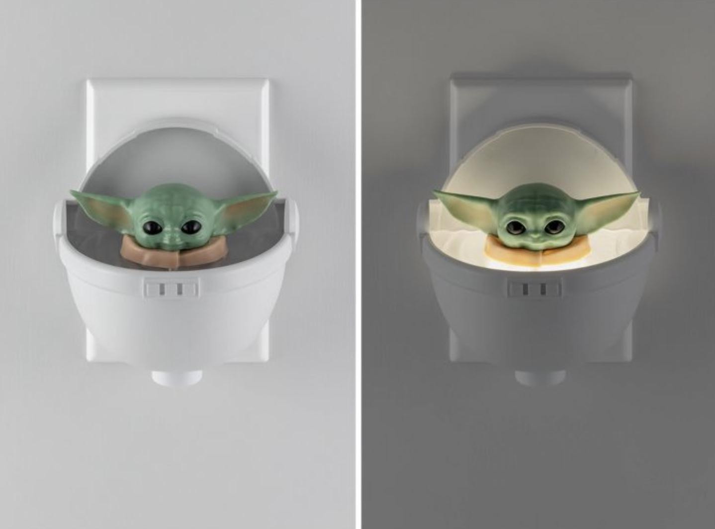 A Baby Yoda night-light with glow for nighttime use