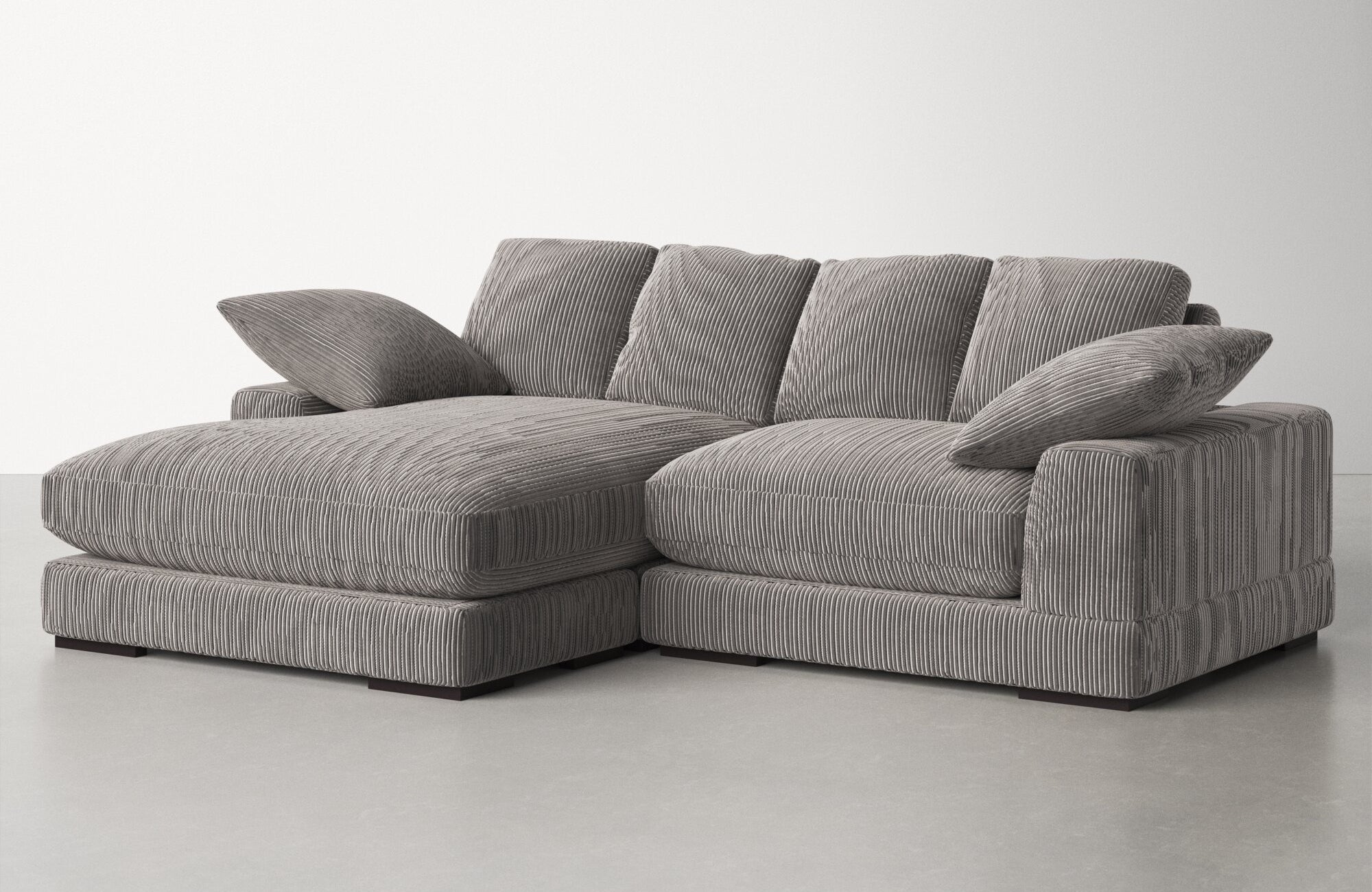 A grey Corduroy sectional
