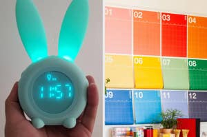 bunny alarm clock and rainbow calendar 