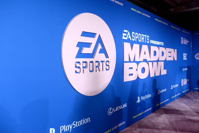 EA Sports and Madden Bowl logos on backdrop at a gaming event