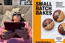 glasses and baking book 