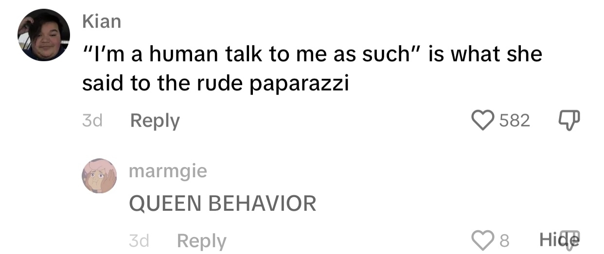 commenter saying it was queen behavior
