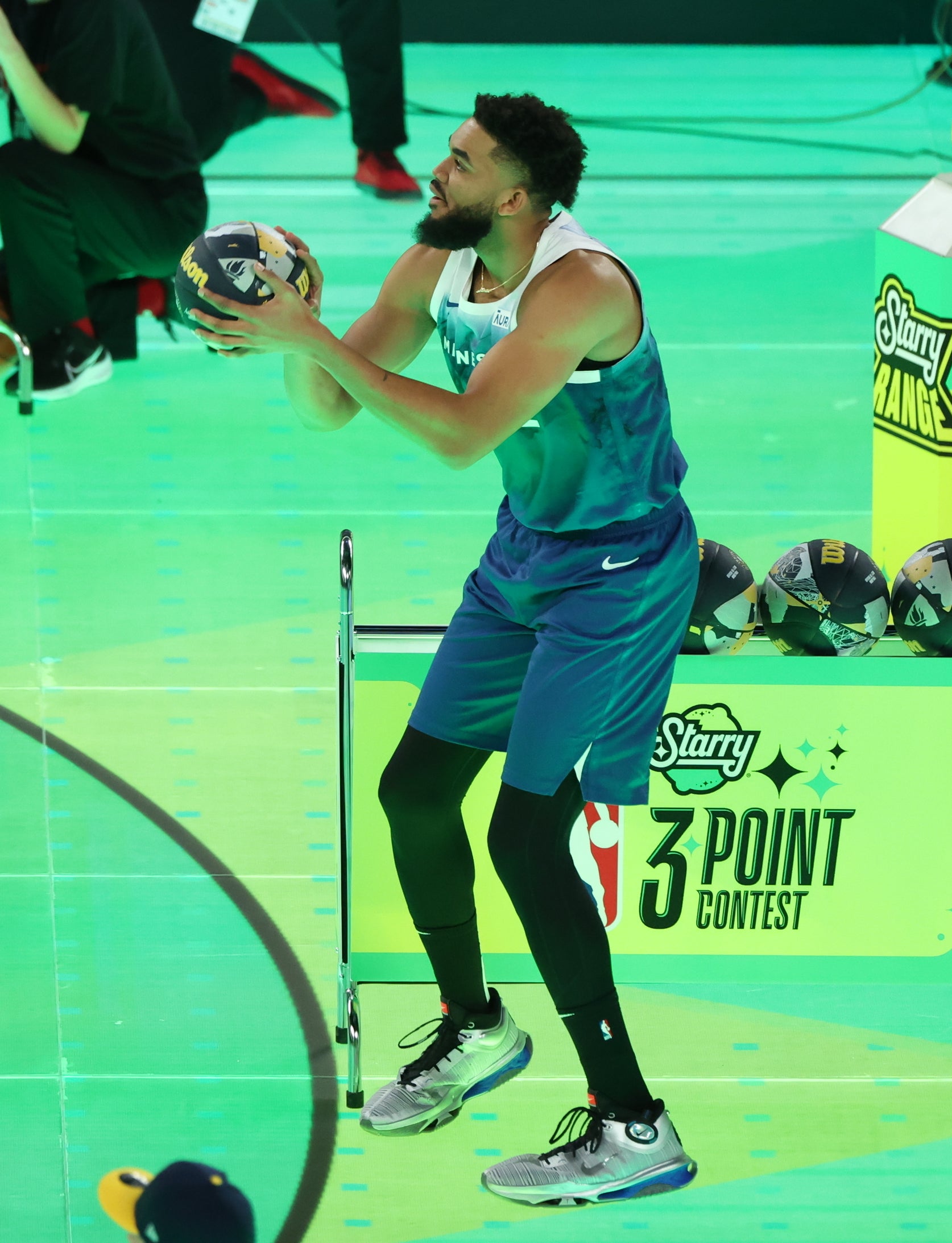 Karl-Anthony Towns wearing the Nike GT Jump 2 Total Foamposite Max