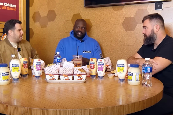 shaq and kelce in an interview