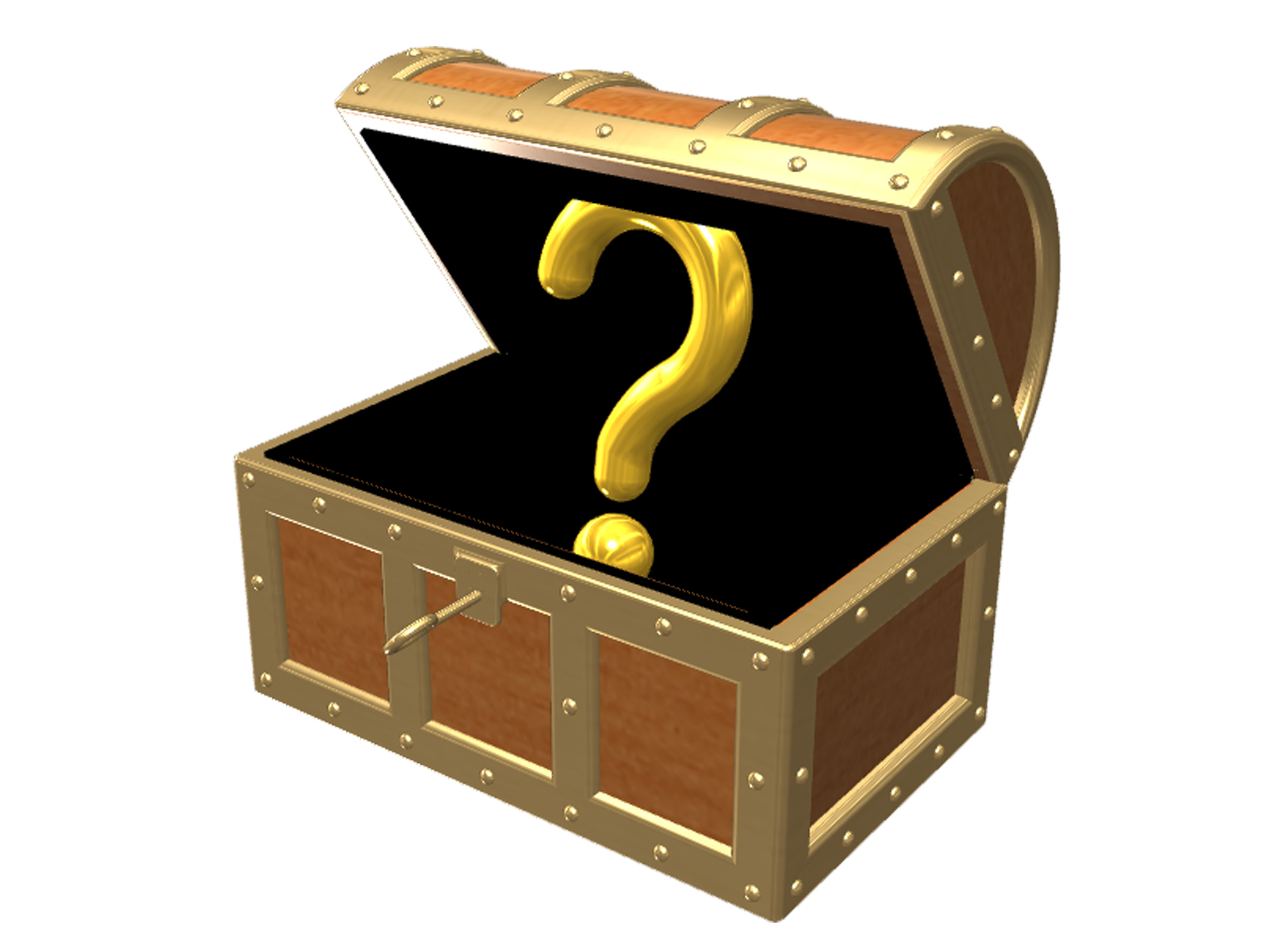 金色の疑問符が入った木製の宝箱