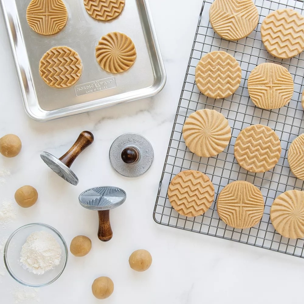 the cookie stamps with stamped dough