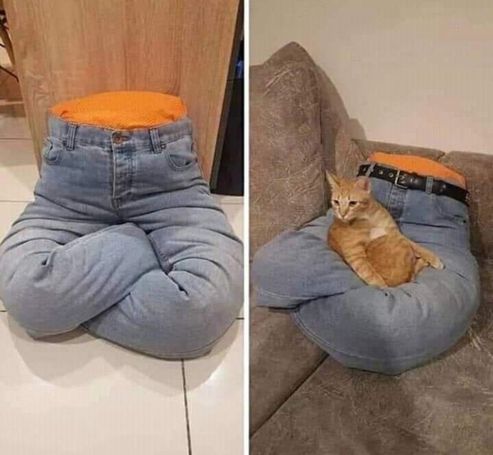 stuffed jeans with the legs crossed