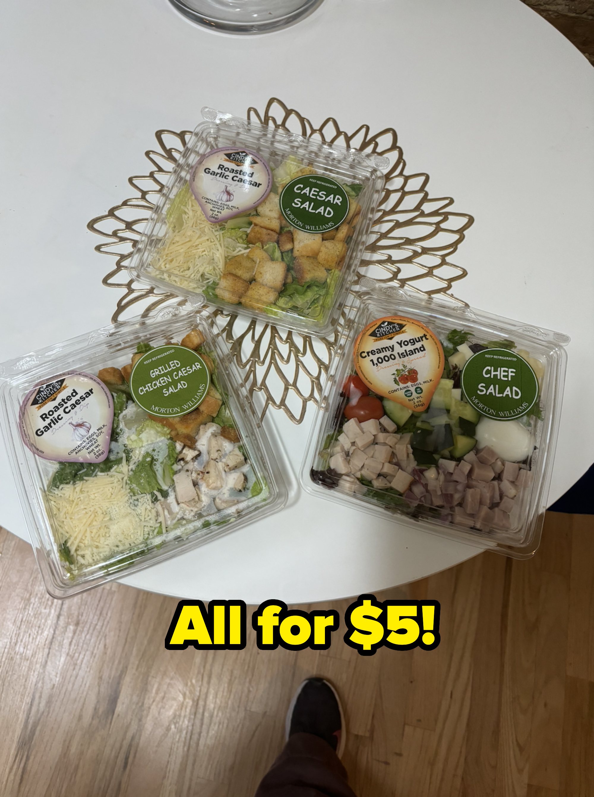 3 packed salads for $5
