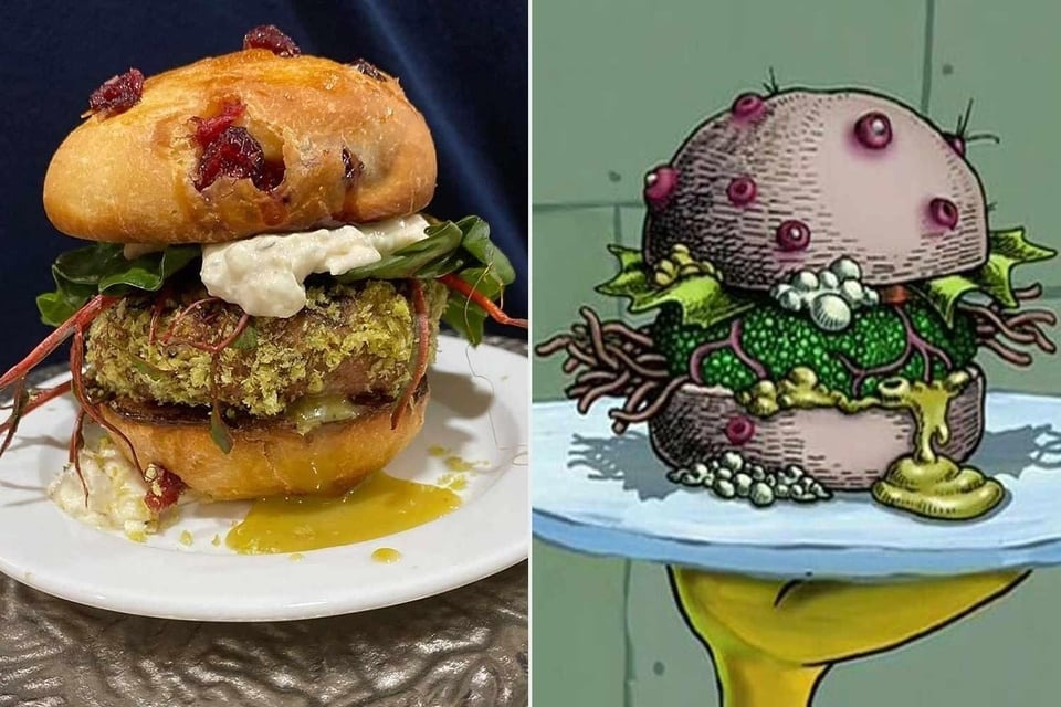 a real replica of the cartoon burger in spongebob squarepants