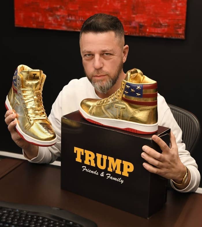 Donald Trump Gold Sneakers Never Surrender