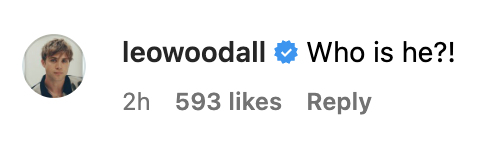 Profile image of Leo Woodall, with a comment asking &quot;Who is he?&quot; under a post