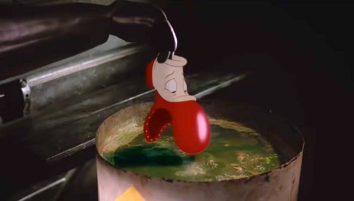 Animated character Dip from &quot;Who Framed Roger Rabbit&quot; being submerged in &quot;The Dip.&quot;