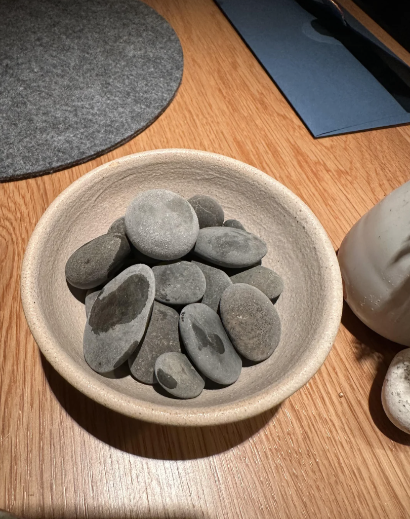 A bowl of stones, some of which are edible