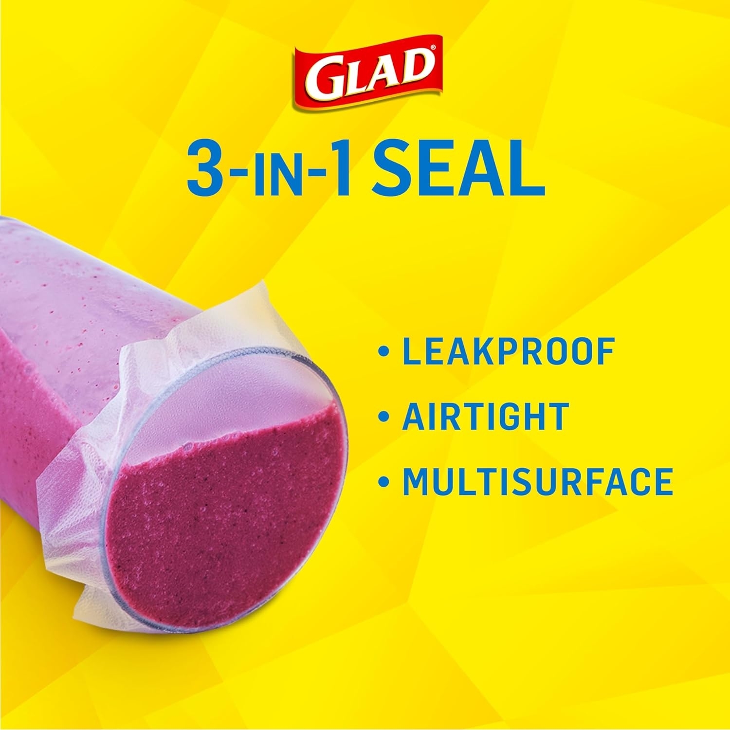 glad graphic showing the leakproof seal on their cling wrap