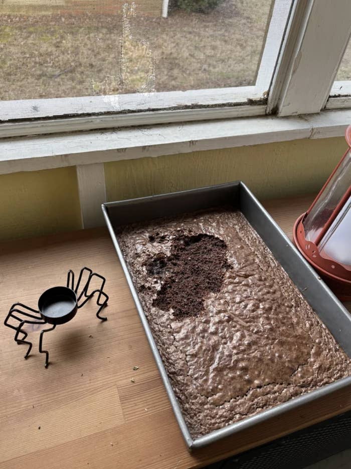 fresh brownies with bites taken out