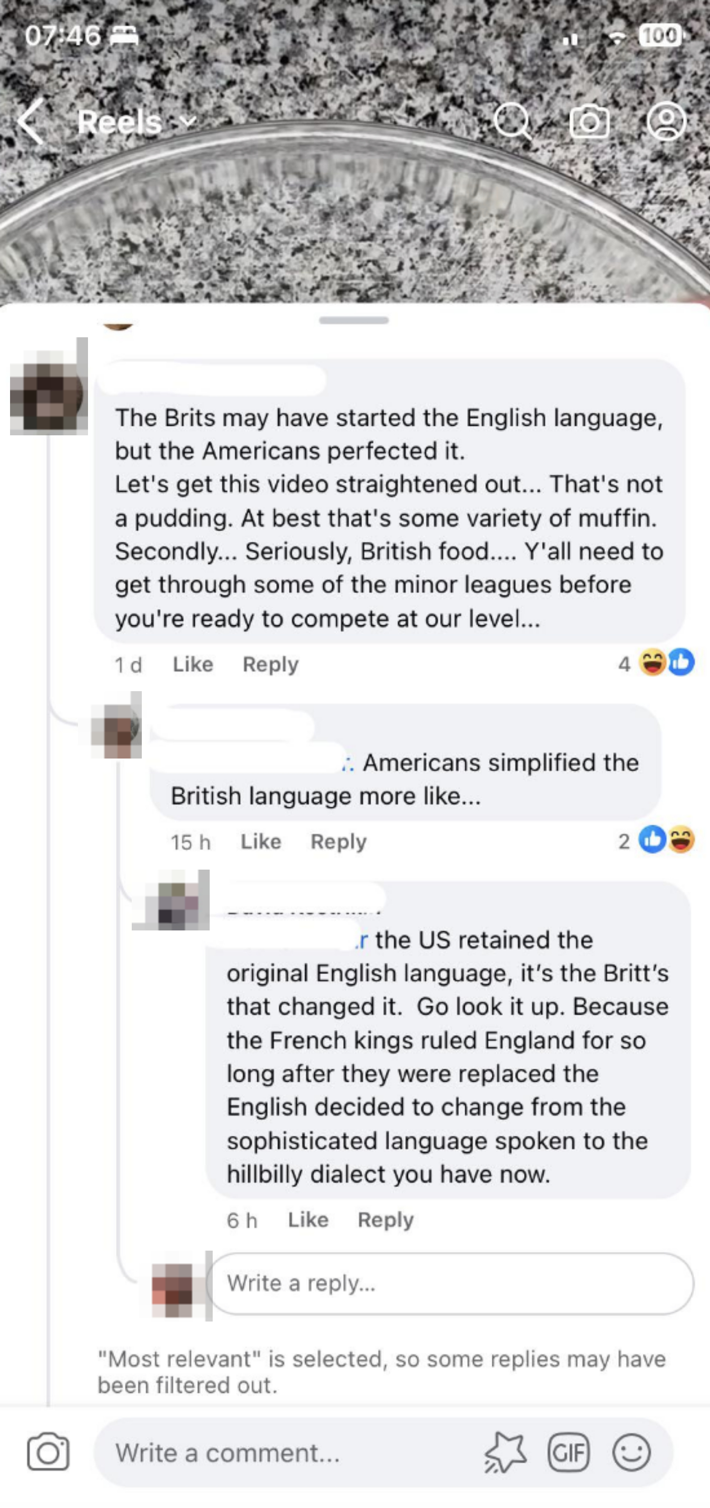 person says americans perfected the english language while another person says it&#x27;s the brits who changed the language