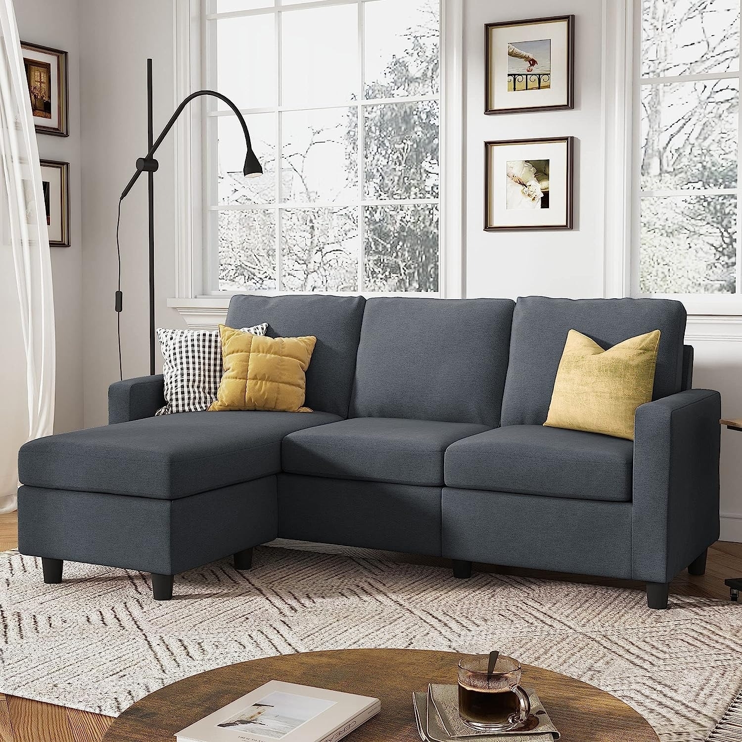 gray sectional sofa in living room
