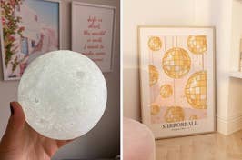 moon lamp and mirrorball print 