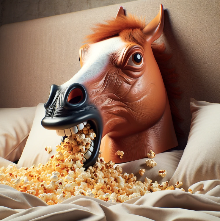 a horse-shaped popcorn bucket