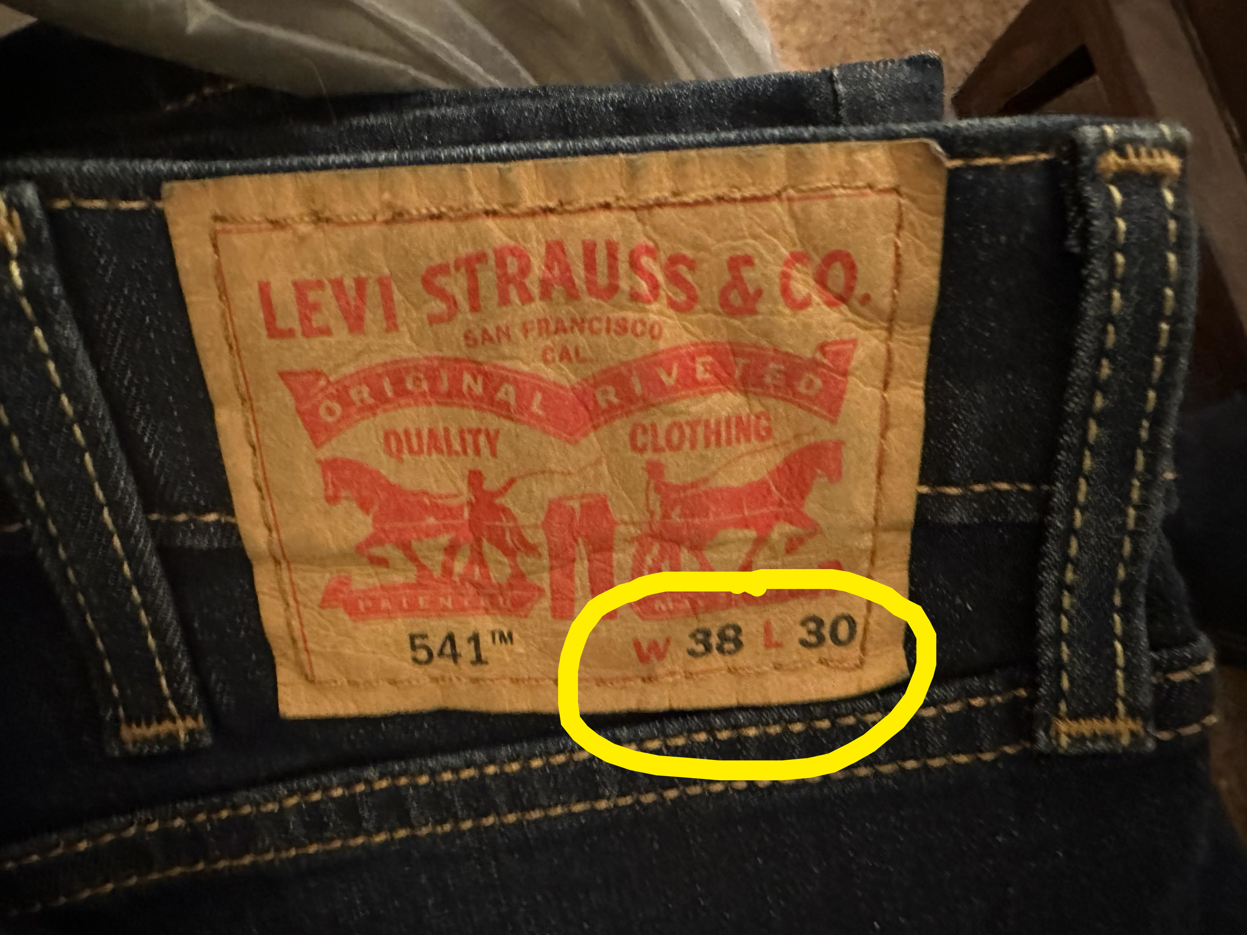 Levi Strauss &amp;amp; Co. brand label on jeans with size and model information