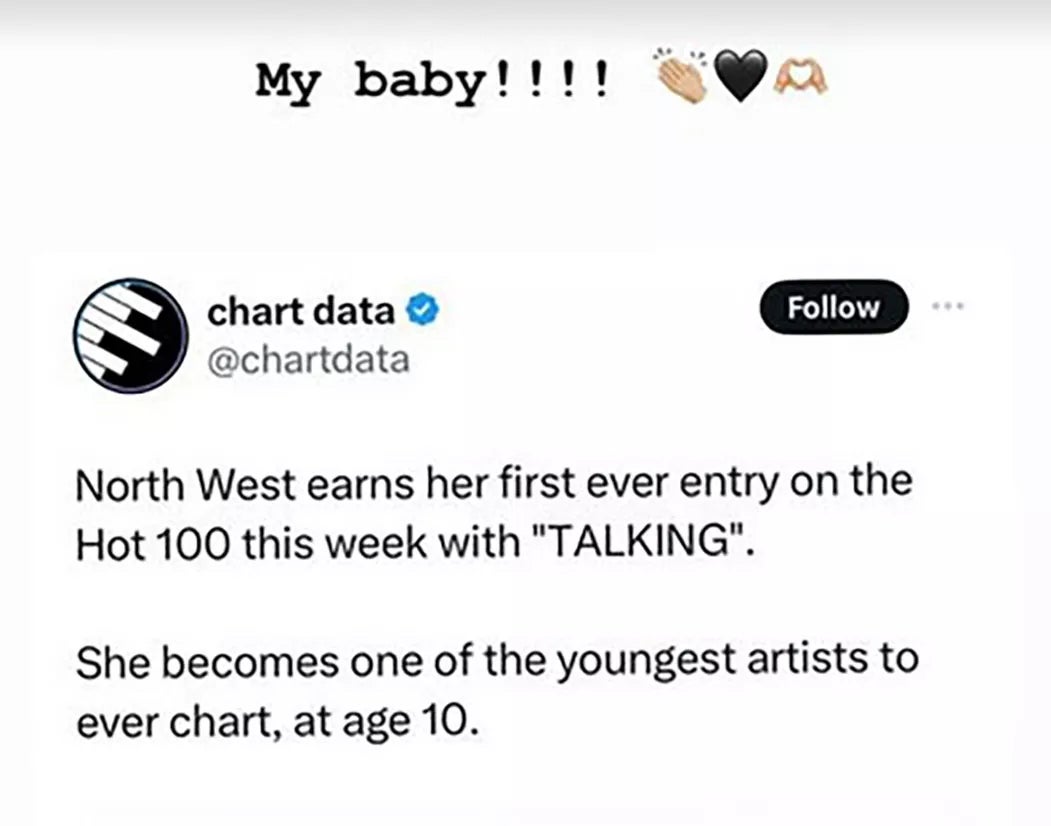 Chart data tweet celebrates a 10-year-old artist&#x27;s first entry on the Hot 100, expressing pride and marking a milestone