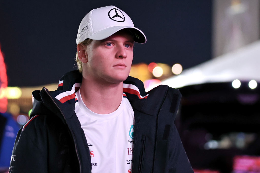 Mick in a Mercedes team cap and jacket
