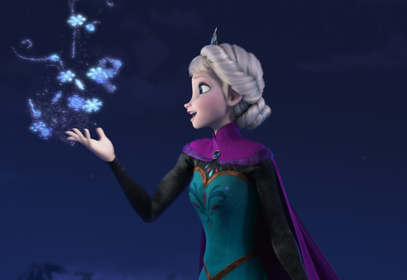 Elsa from Frozen creating snowflakes with her magic powers