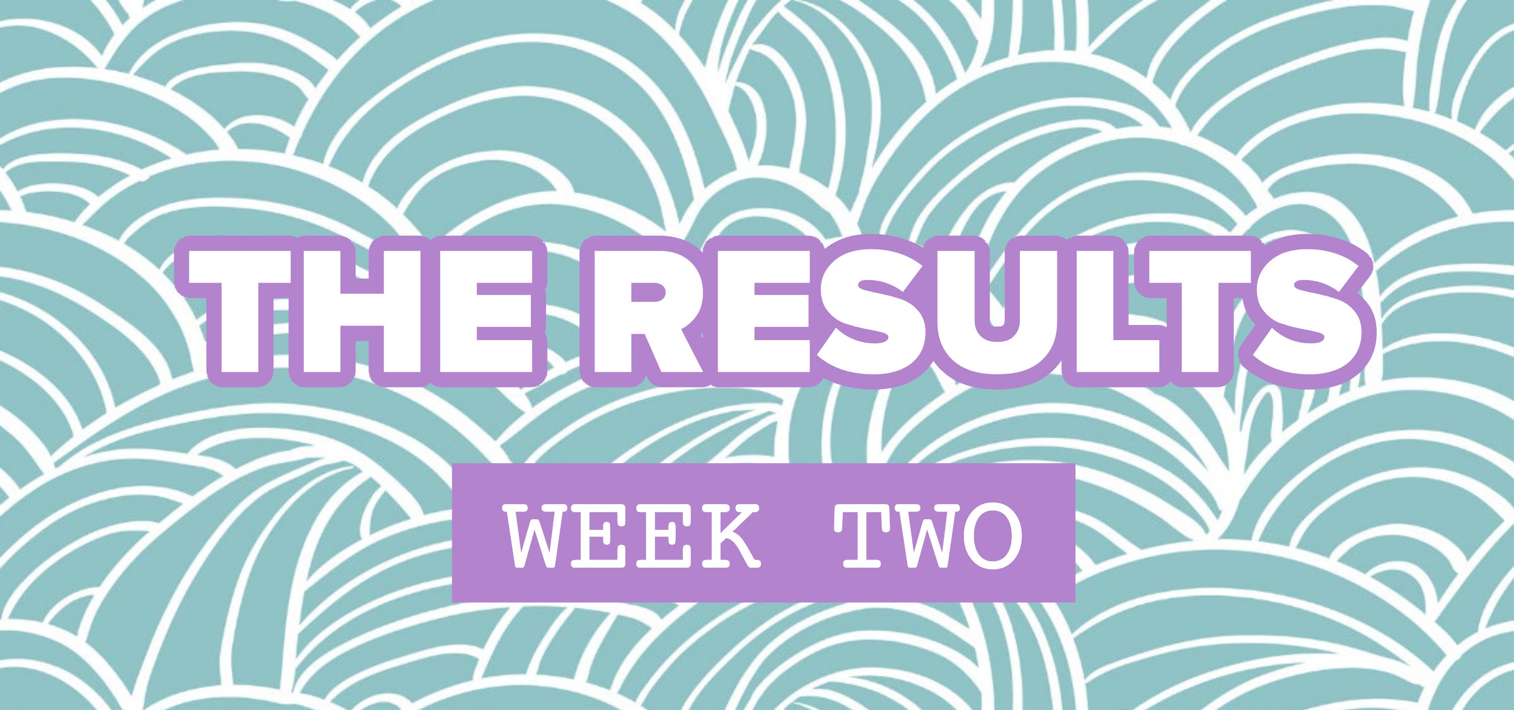 Text: &quot;THE RESULTS, week two&quot; over a decorative background