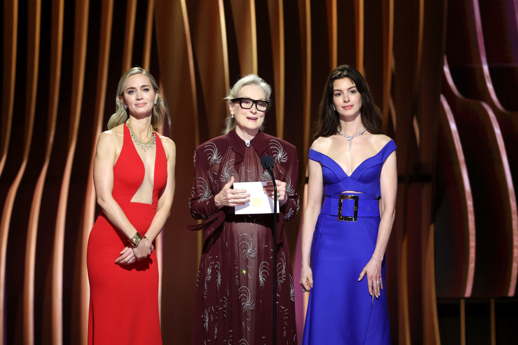 Emily Blunt, Meryl Streep, and Anne Hathaway onstage at the SAG Awards