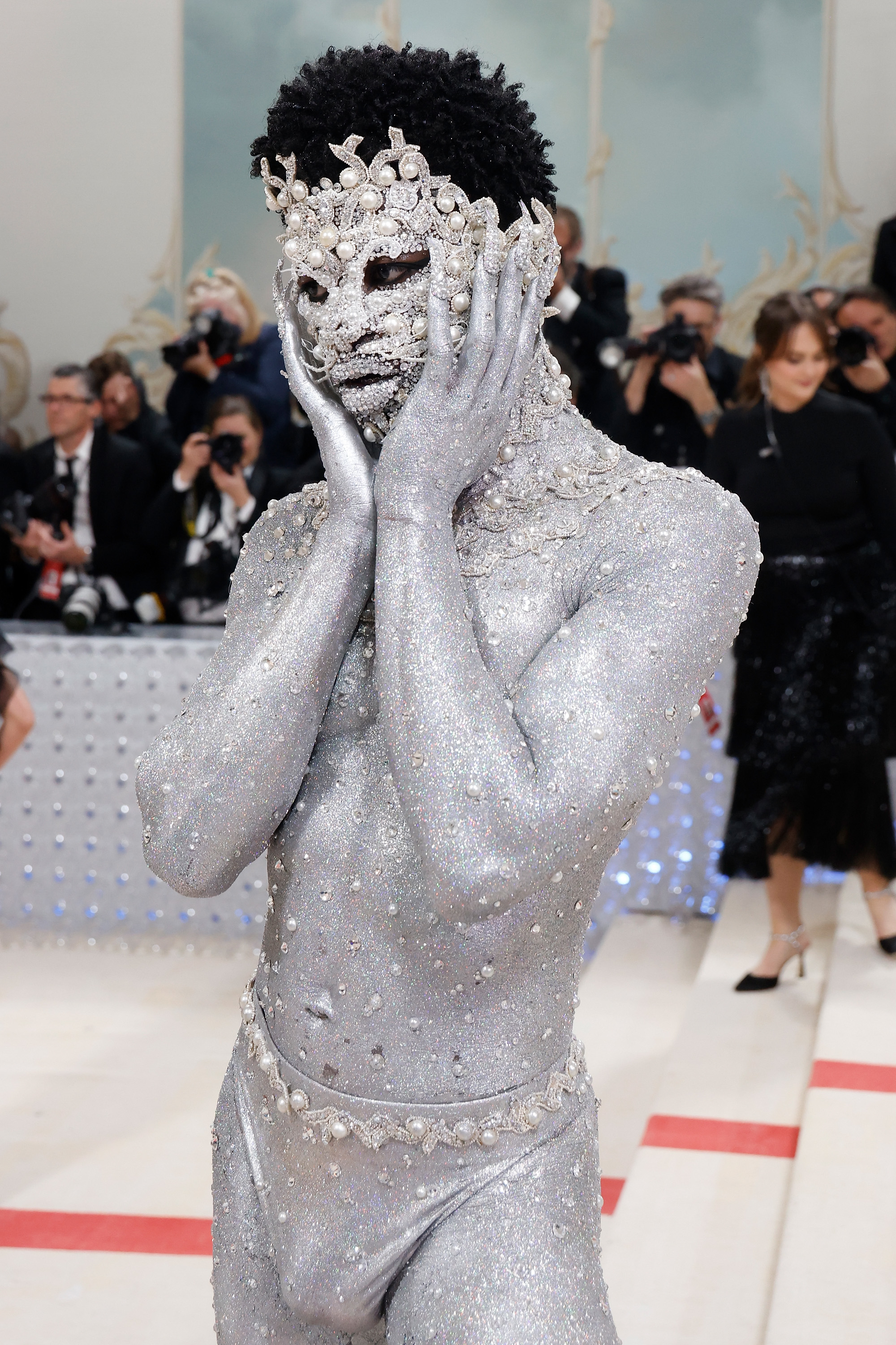 Lil Nas X in a metallic outfit at the Met Gala