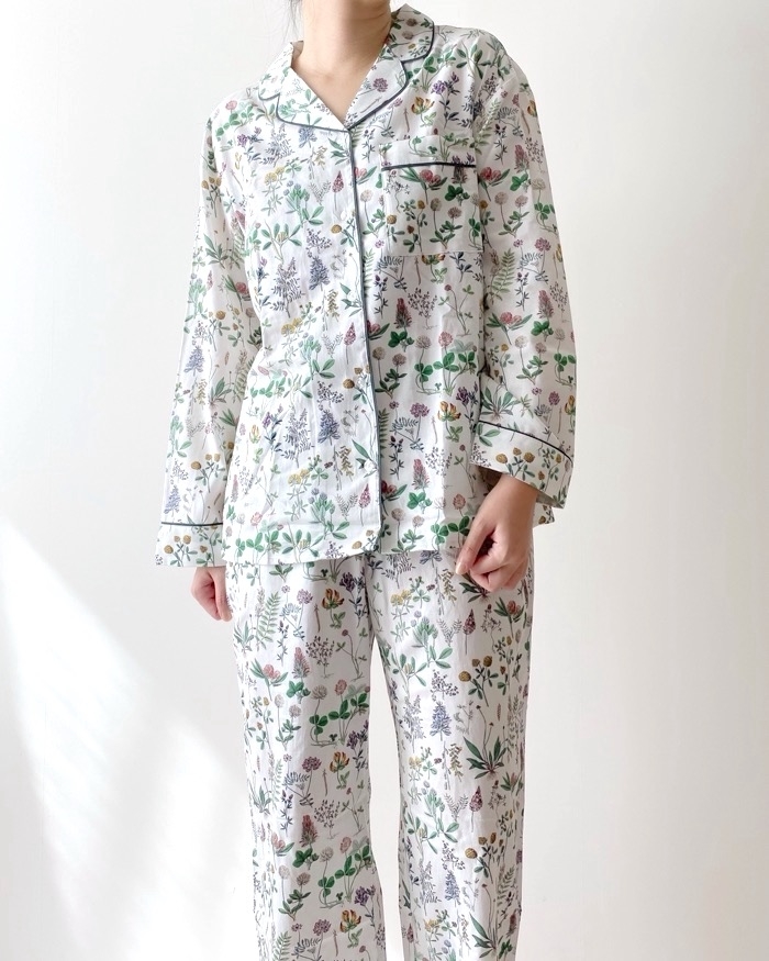 GU（ジーユー）のおすすめのレディースアイテム「コットンブレンドパジャマ（長袖&amp;amp;ロングパンツ）New York Botanical Garden」