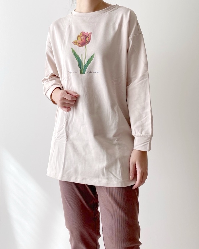 GU(ジーユー)のおすすめのレディースアイテム「ラウンジセット(長袖&ロングパンツ)New York Botanical Garden」