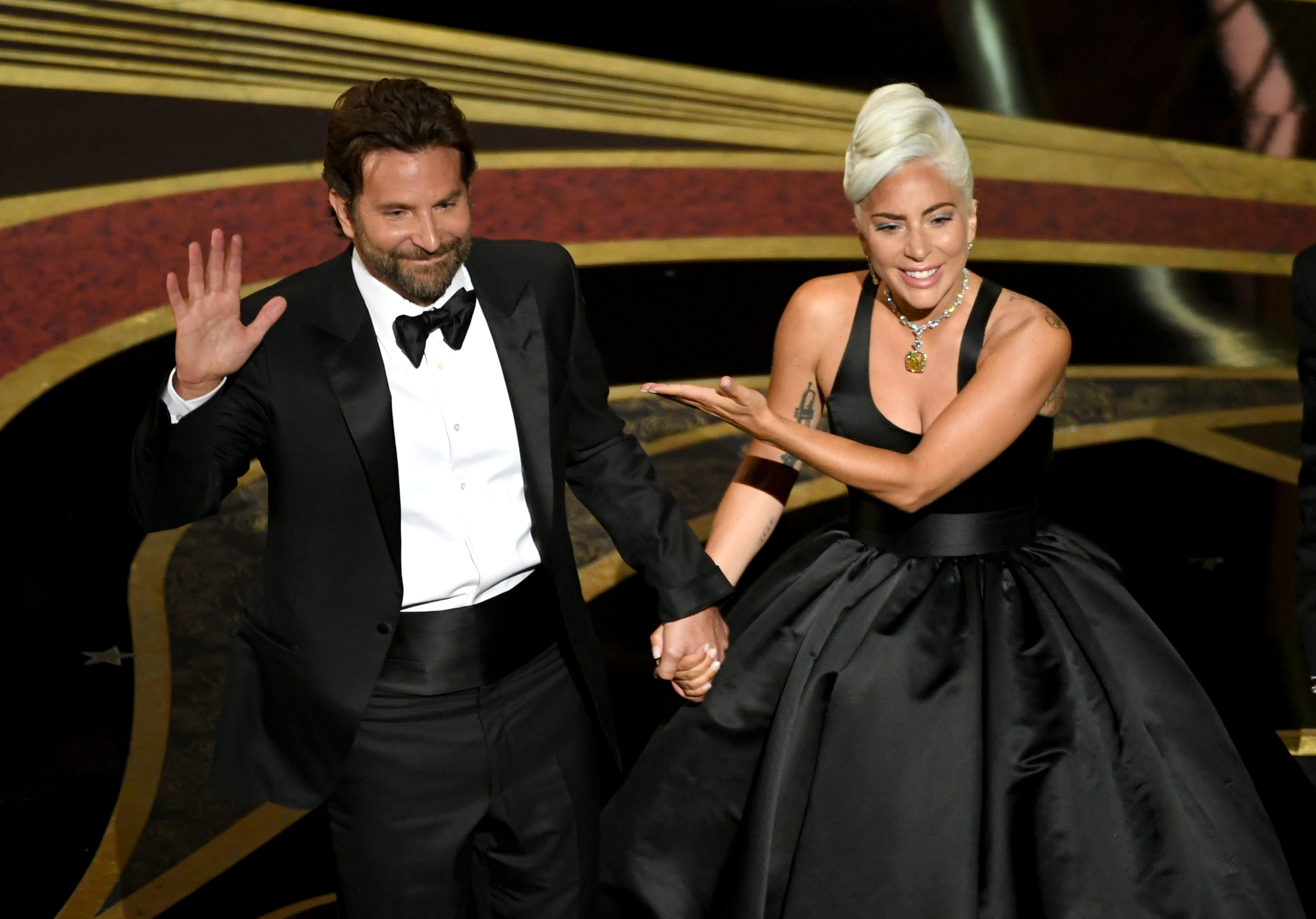 Bradley Cooper and Lady Gaga onstage