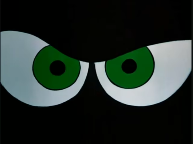 Close-up of an animated character eyes