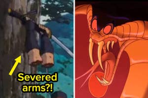 animated severed arms and jafar turned into a snake in aladdin