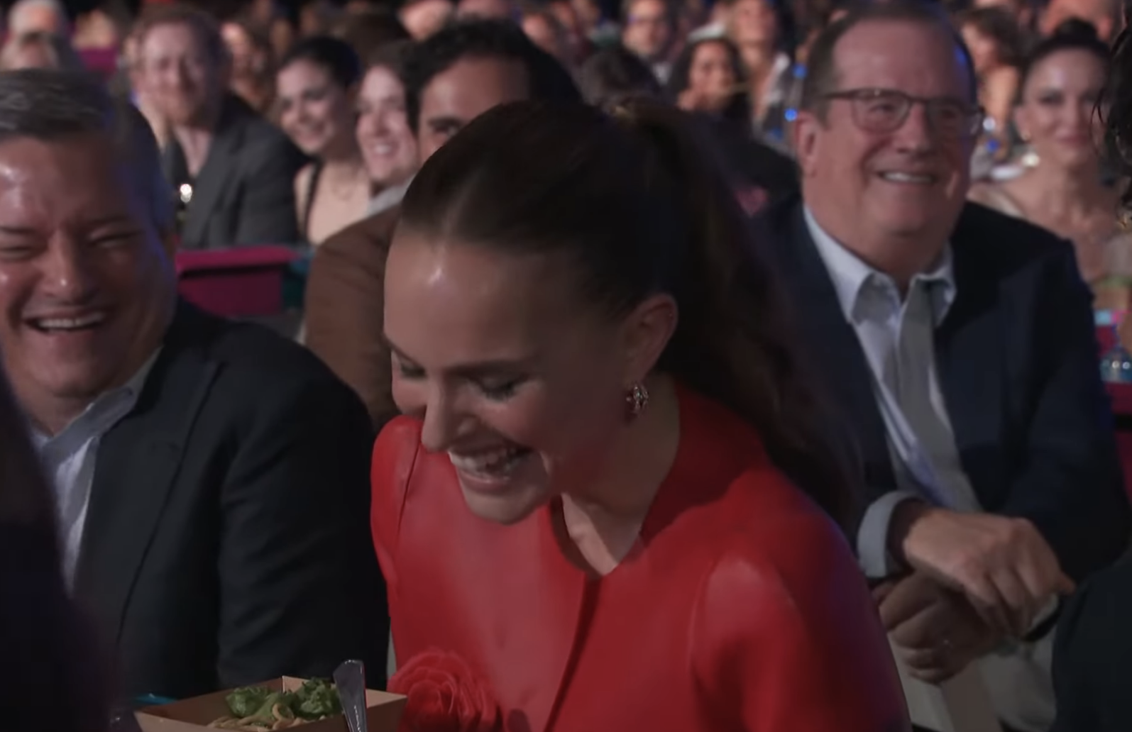 Closeup of Natalie Portman laughing