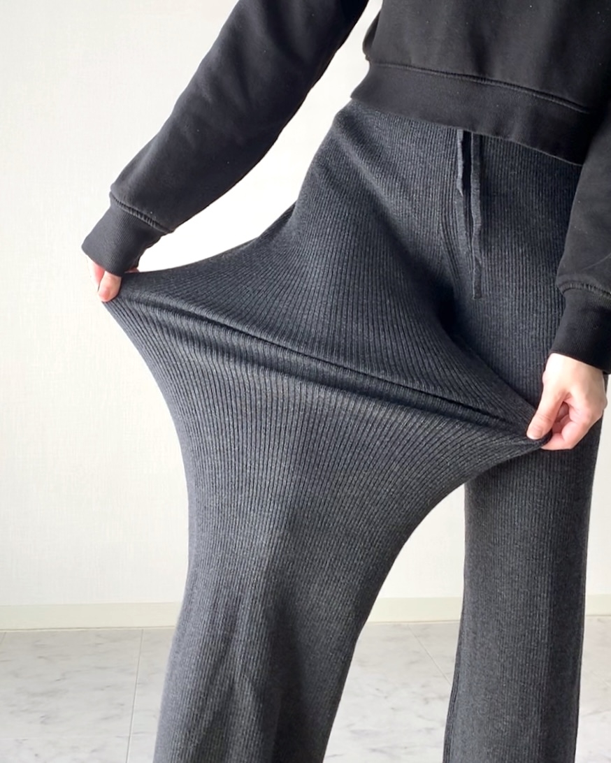 ユニクロのオススメファッション「ウォッシャブルニットリブパンツ(丈標準66~68cm)」