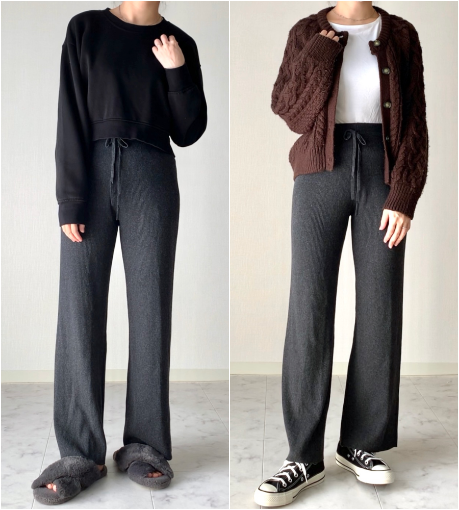 ユニクロのオススメファッション「ウォッシャブルニットリブパンツ(丈標準66~68cm)」