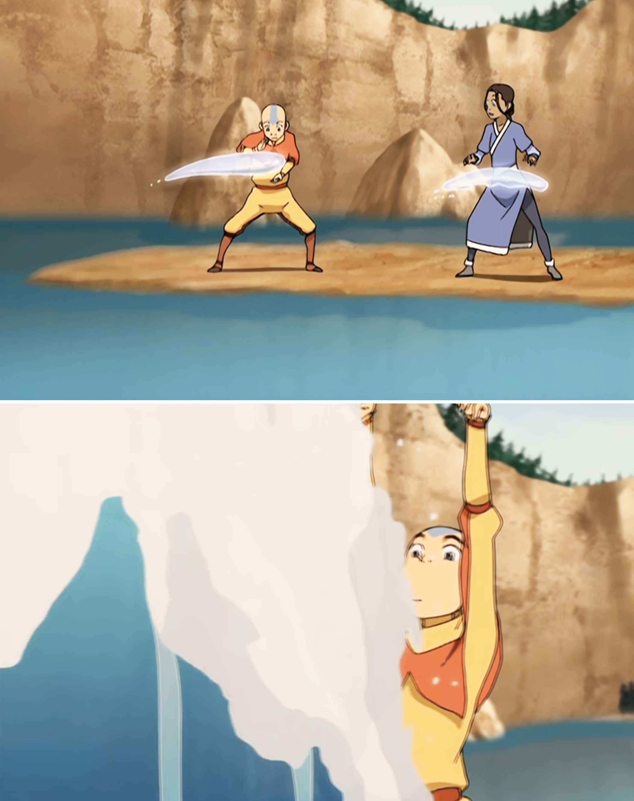 the animated character bending water