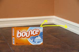 The Bounce box with arrows pointing to baseboards