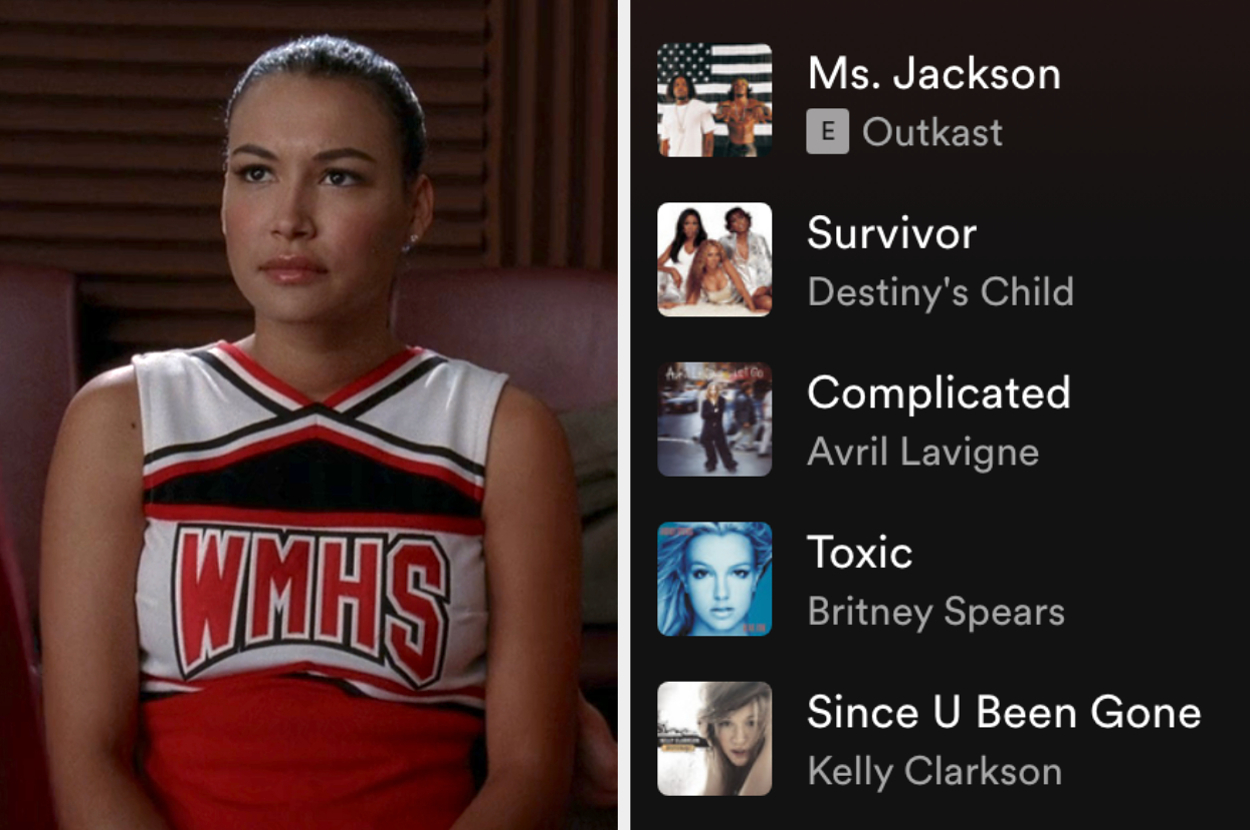 On the left, Santana from Glee, and on the right, a 2000s Spotify playlist
