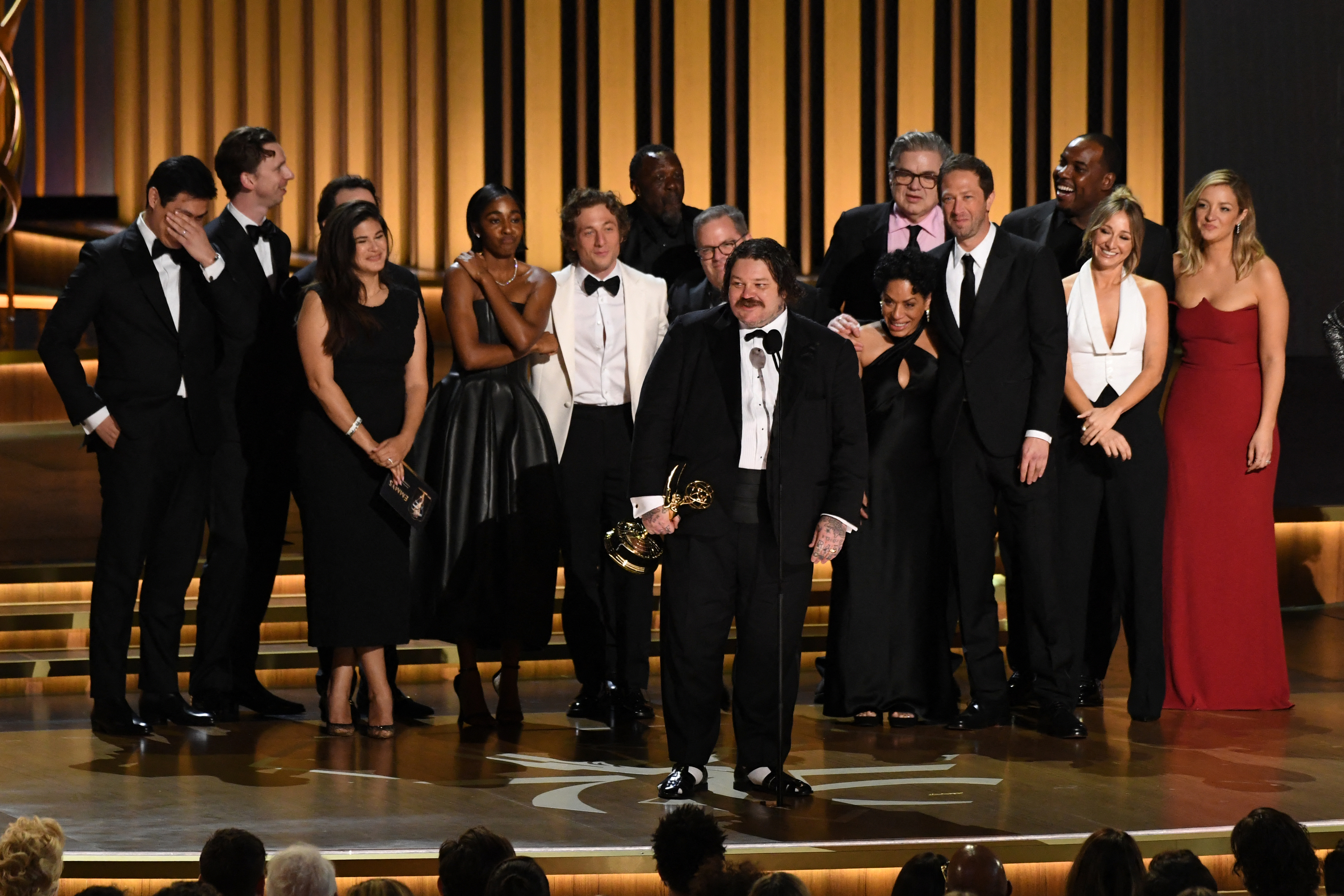 The cast and crew of &quot;The Bear&quot; accepting their Emmy award
