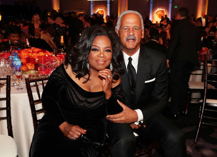 Oprah Winfrey and Stedman Graham at the 75th Annual Golden Globe Awards