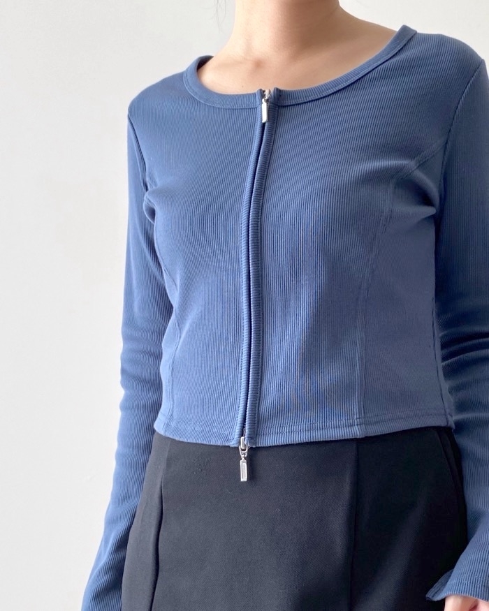 GU（ジーユー）のオススメのトップス「リブダブルジップカーディガン（長袖）Q」