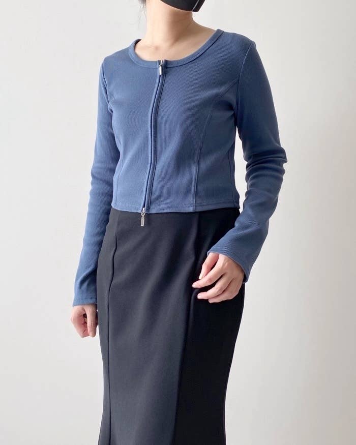 GU（ジーユー）のオススメのトップス「リブダブルジップカーディガン（長袖）Q」