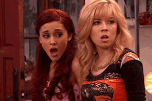 Sam and Cat looking shocked.