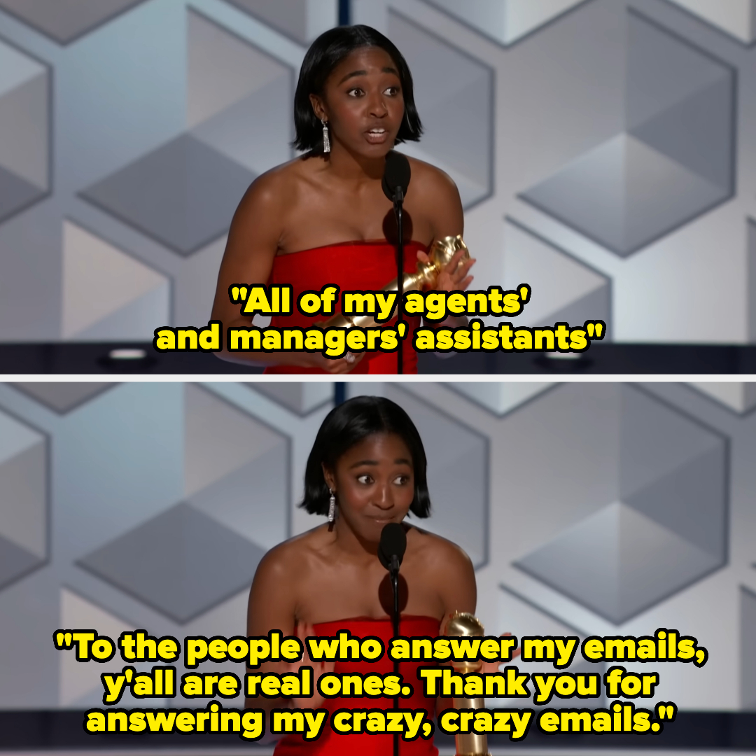 Ayo thanking her agents and managers assistants