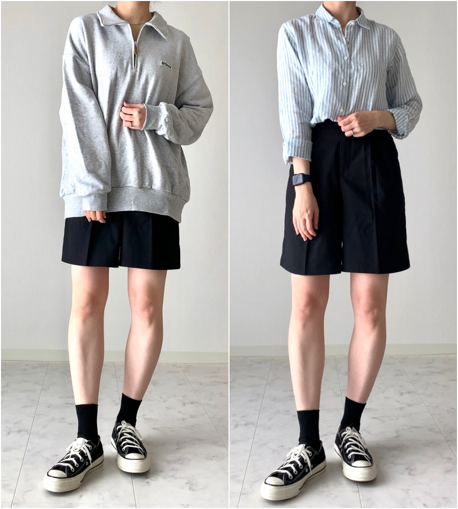 GU（ジーユー）のおすすめボトムス「タックハーフパンツ（セットアップ可能）」